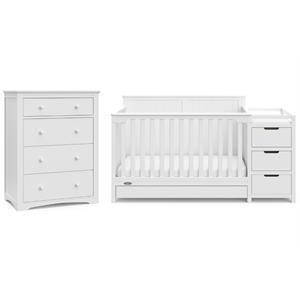 home square 2-piece set with 4-in-1 crib changer & 4-drawer chest in white