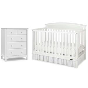Home Square 2-Piece Set with Crib & 4-Drawer Chest in White