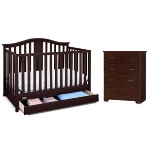 home square 2-piece set with 4-in-1 crib & 4 drawer chest