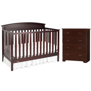 home square 2-piece set with 4-in-1 crib & 4 drawer chest