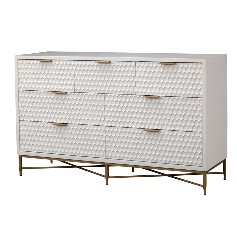 Home Square 2-Piece Set with King Headboard and 7 Drawer Dresser in White