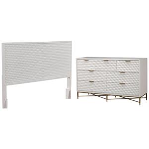 Home Square 2-Piece Set with King Headboard and 7 Drawer Dresser in White