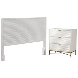 Home Square 2-Piece Set with King Headboard and 3 Drawer Accent Chest in White