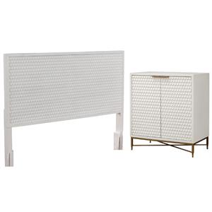 Home Square 2-Piece Set with King Headboard and Bar Cabinet in White