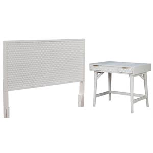 Home Square 2-Piece Set with King Headboard and Bedroom Vanity in White