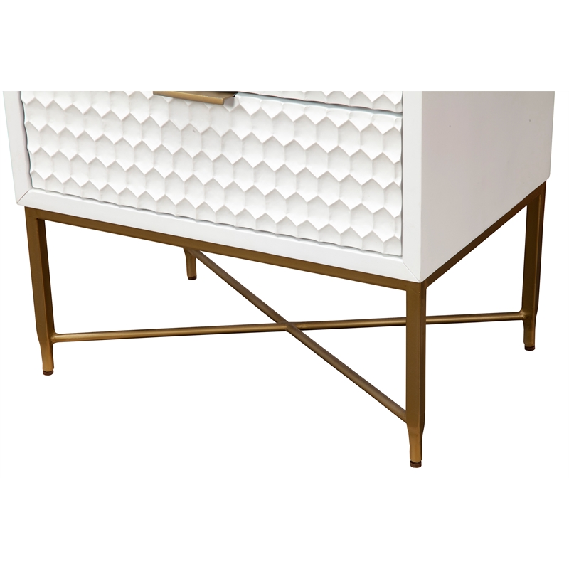 Home Square 2-Piece Set with Full Headboard and 2 Drawer Nightstand in White