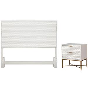 Home Square 2-Piece Set with Full Headboard and 2 Drawer Nightstand in White