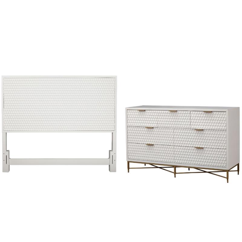Home Square 2-Piece Set with Full Headboard and 7 Drawer Dresser in White