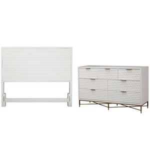 Home Square 2-Piece Set with Full Headboard and 7 Drawer Dresser in White