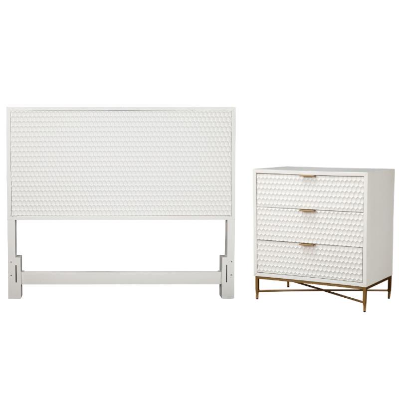Home Square 2-Piece Set with Full Headboard and 3 Drawer Accent Chest in White
