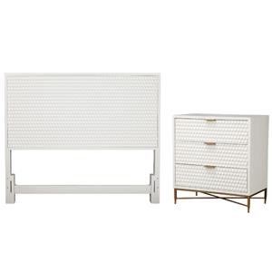 Home Square 2-Piece Set with Full Headboard and 3 Drawer Accent Chest in White