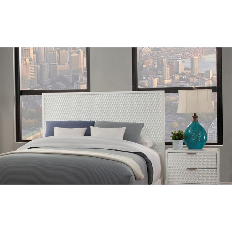Home Square 2-Piece Set with Full Headboard and 5 Drawer Chest in White