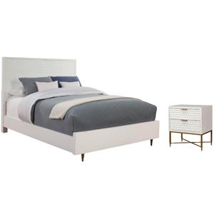 Home Square 2-Piece Set with Full Panel Bed & 2 Drawer Nightstand in White