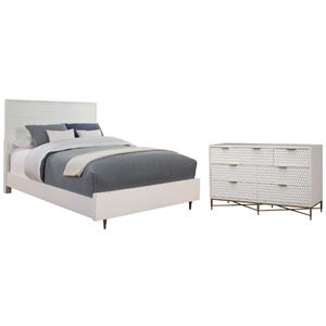 Home Square 2-Piece Set with Full Panel Bed & 7 Drawer Dresser in White