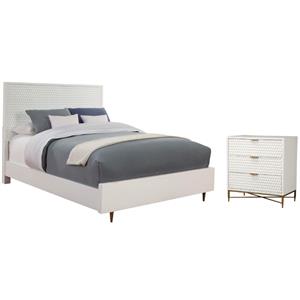 Home Square 2-Piece Set with Full Panel Bed & 3 Drawer Accent Chest in White