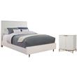 Home Square 2-Piece Set with Full Panel Bed & Bar Cabinet in White