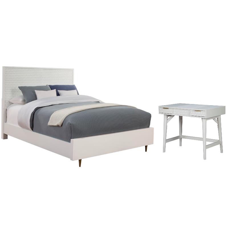 Home Square 2-Piece Set with Full Panel Bed & Bedroom Vanity in White
