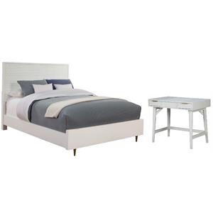Home Square 2-Piece Set with Full Panel Bed & Bedroom Vanity in White