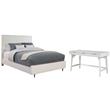 Home Square 2-Piece Set with Full Panel Bed & Large Wood Desk in White