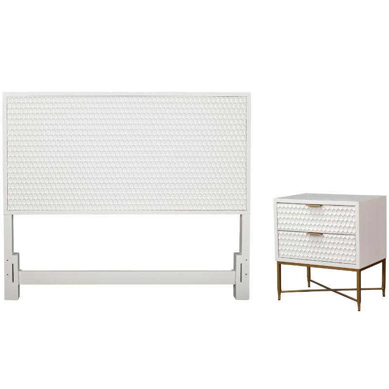 Home Square 2-Piece Set with California King Headboard & Nightstand in White