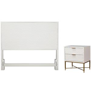 Home Square 2-Piece Set with California King Headboard & Nightstand in White