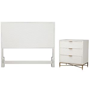 Home Square 2-Piece Set with California King Headboard & 3 Drawer Accent Chest