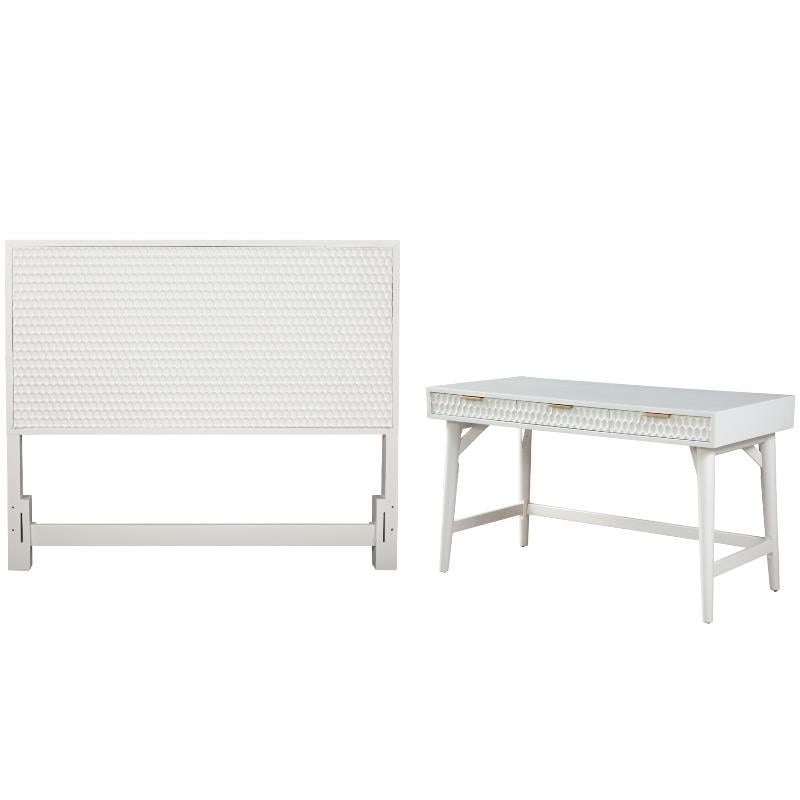 Home Square 2-Piece Set with California King Headboard & Large Wood Desk