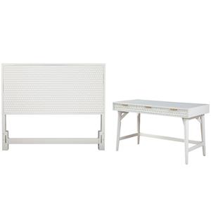 Home Square 2-Piece Set with California King Headboard & Large Wood Desk