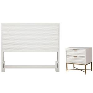 Home Square 2-Piece Set with Queen Headboard & 2 Drawer Nightstand in White
