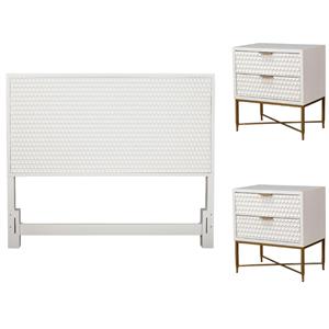 Home Square 3-Piece Set with Queen Headboard & 2 Nightstands in White