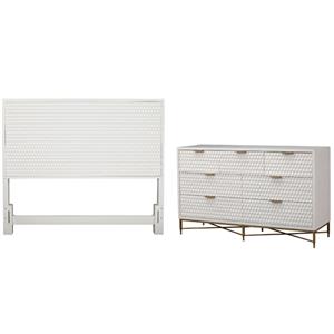 Home Square 2-Piece Set with Queen Headboard & 7 Drawer Dresser in White