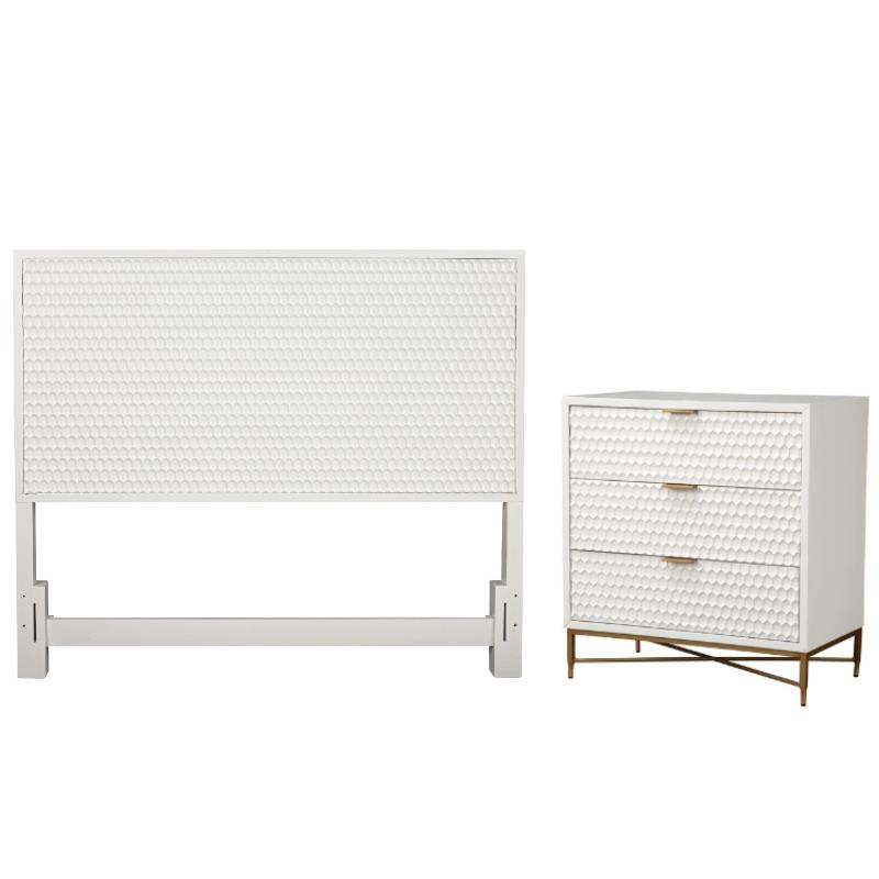 Home Square 2-Piece Set with Queen Headboard & 3 Drawer Accent Chest in White