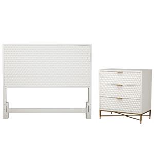 Home Square 2-Piece Set with Queen Headboard & 3 Drawer Accent Chest in White