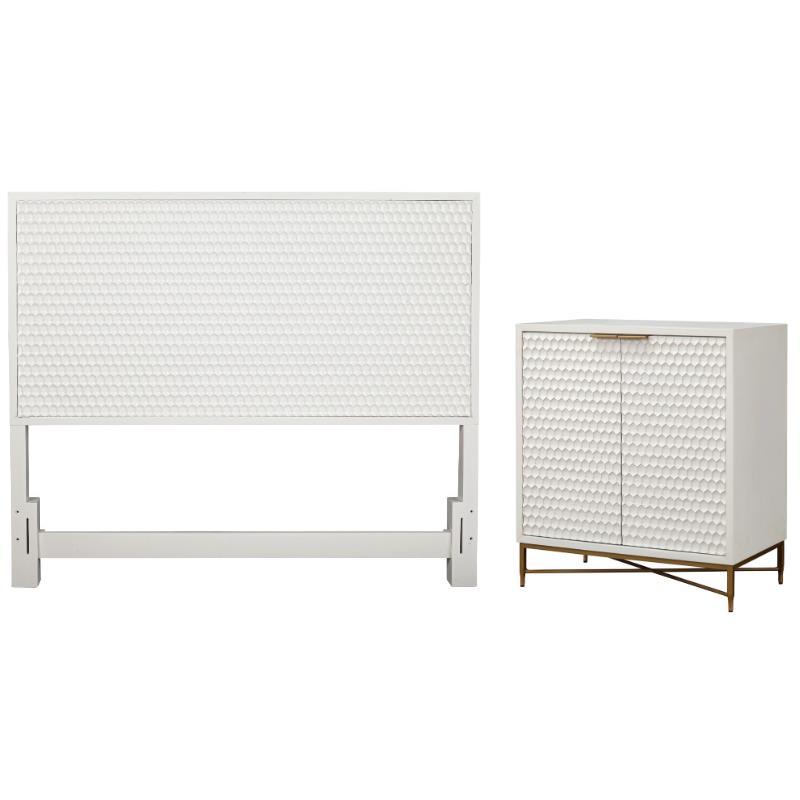 Home Square 2-Piece Set with Queen Headboard & Bar Cabinet in White