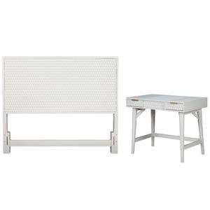 Home Square 2-Piece Set with Queen Headboard & Bedroom Vanity in White