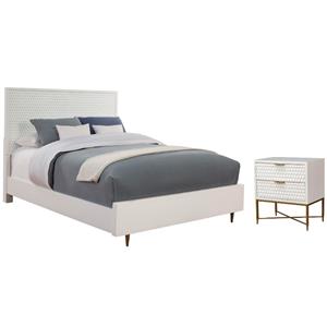 Home Square 2-Piece Set with King Panel Bed & 2 Drawer Nightstand in White