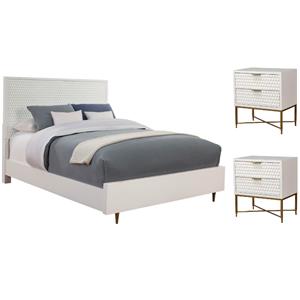 Home Square 3-Piece Set with King Panel Bed & 2 Nightstands in White