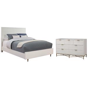 Home Square 2-Piece Set with King Panel Bed & 7 Drawer Dresser in White