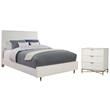 Home Square 2-Piece Set with King Panel Bed & 3 Drawer Accent Chest in White