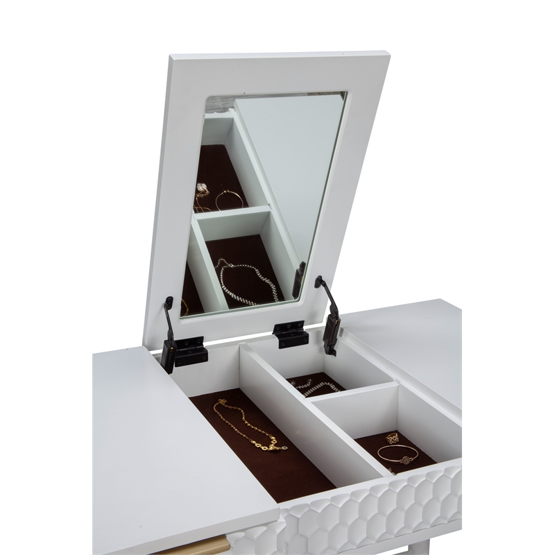 Home Square 2-Piece Set with King Panel Bed & Bedroom Vanity in White