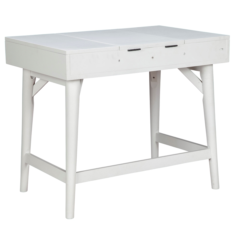 Home Square 2-Piece Set with King Panel Bed & Bedroom Vanity in White