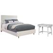 Home Square 2-Piece Set with King Panel Bed & Bedroom Vanity in White