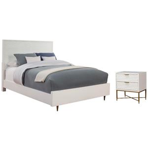 Home Square 2-Piece Set with Queen Panel Bed & 2 Drawer Nightstand in White