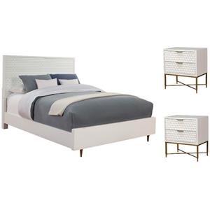 Home Square 3-Piece Set with Queen Panel Bed & 2 Nightstands in White