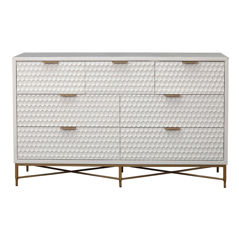 Home Square 2-Piece Set with Queen Panel Bed & 7 Drawer Dresser in White