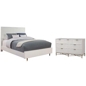 Home Square 2-Piece Set with Queen Panel Bed & 7 Drawer Dresser in White