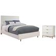 Home Square 2-Piece Set with Queen Panel Bed & 3 Drawer Accent Chest in White