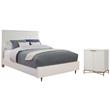 Home Square 2-Piece Set with Queen Panel Bed & Bar Cabinet in White