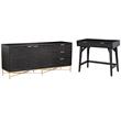 Home Square 2-Piece Set with TV Console and Mini Wood Desk in Black