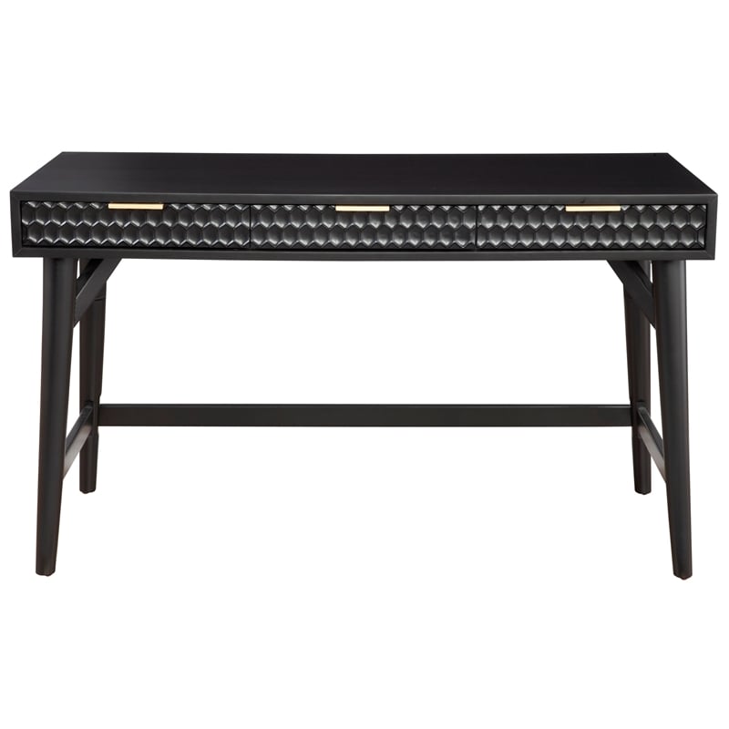 Home Square 2-Piece Set with Mini Wood Desk and Large Wood Desk in Black
